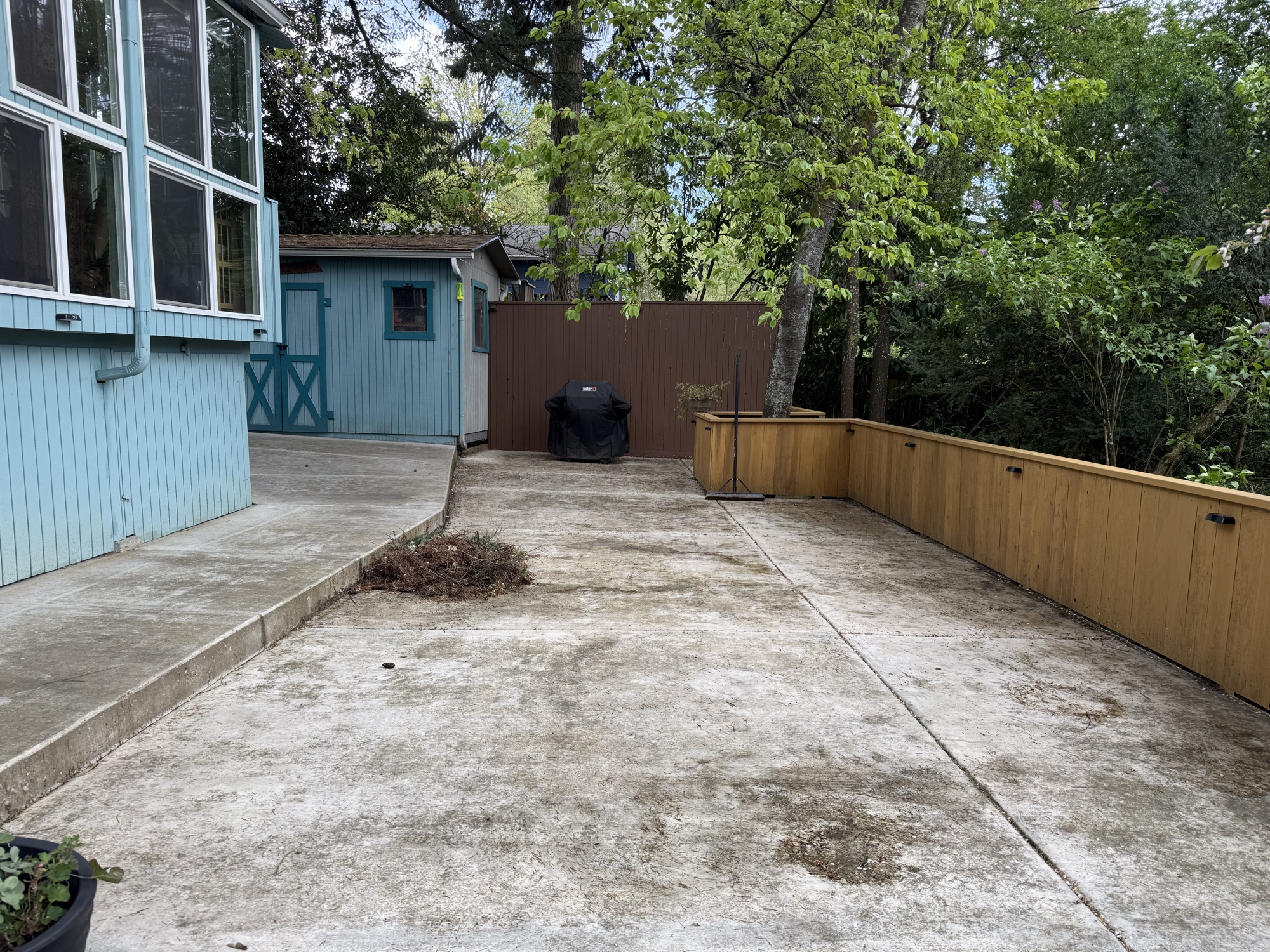 Before: dirty concrete patio