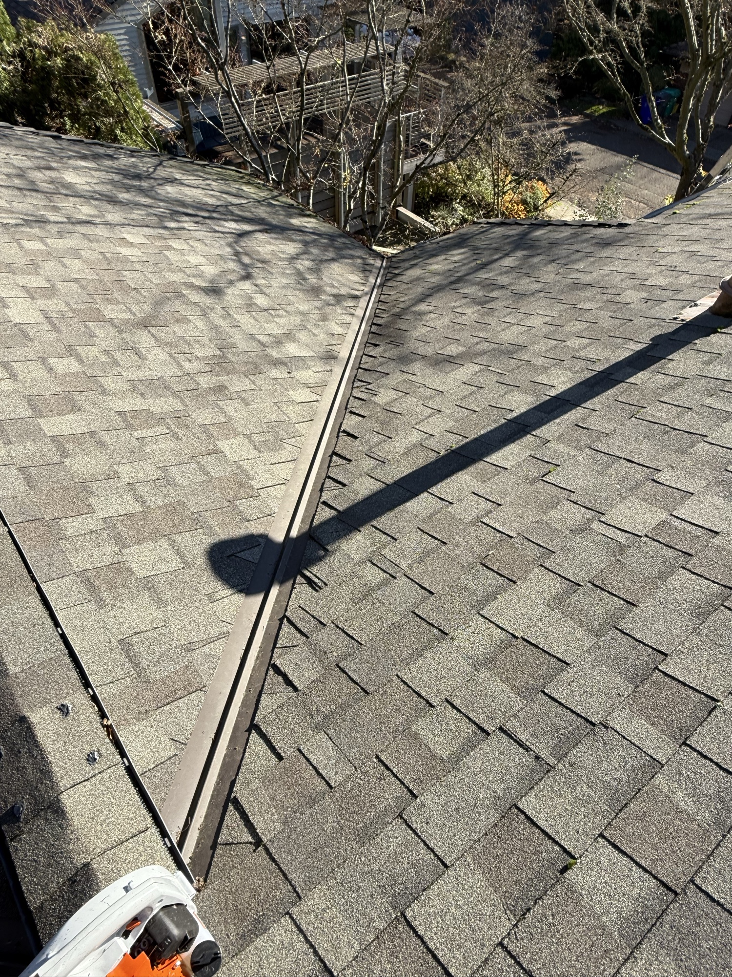 Roof cleaning result — clean shingles after moss removal