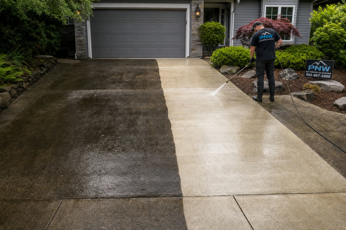 Driveway and concrete pressure washing Portland